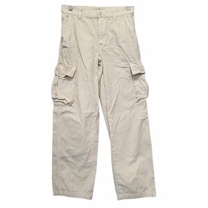 Madewell Womens Sz 23 Low Slung Straight Fit Cargo‎ Pants Beige Cream Wide Leg